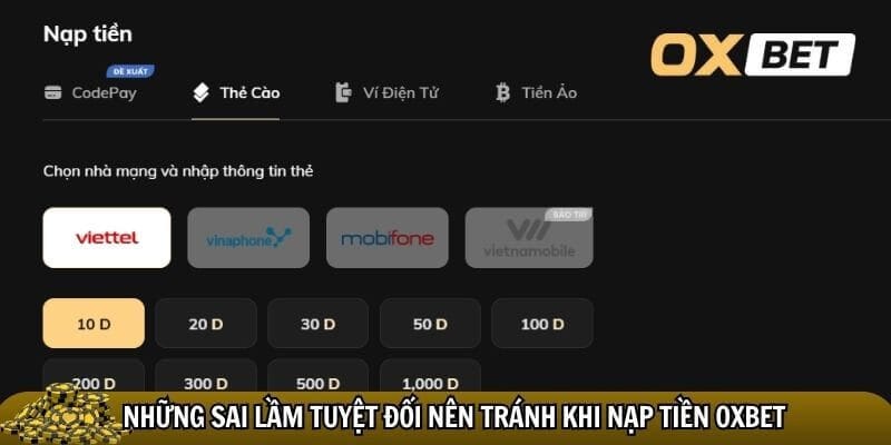 Nạp tiền Oxbet - Tham gia vào thế giới cá cược hấp dẫn Oxbet Hạn chế mắc sai lầm nếu như không muốn mất tiền