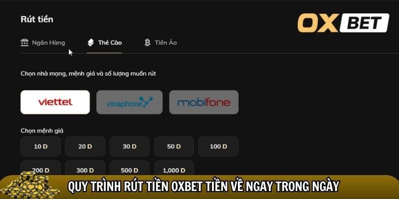 Rút tiền Oxbet - Hướng dẫn rút tiền Oxbet dễ hiểu và an toàn Quy trình nhanh gọn lẹ với 3 bước
